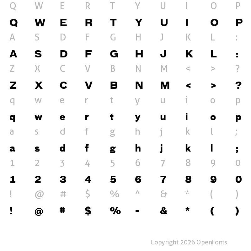 Character Map of BauTF-Bold Regular