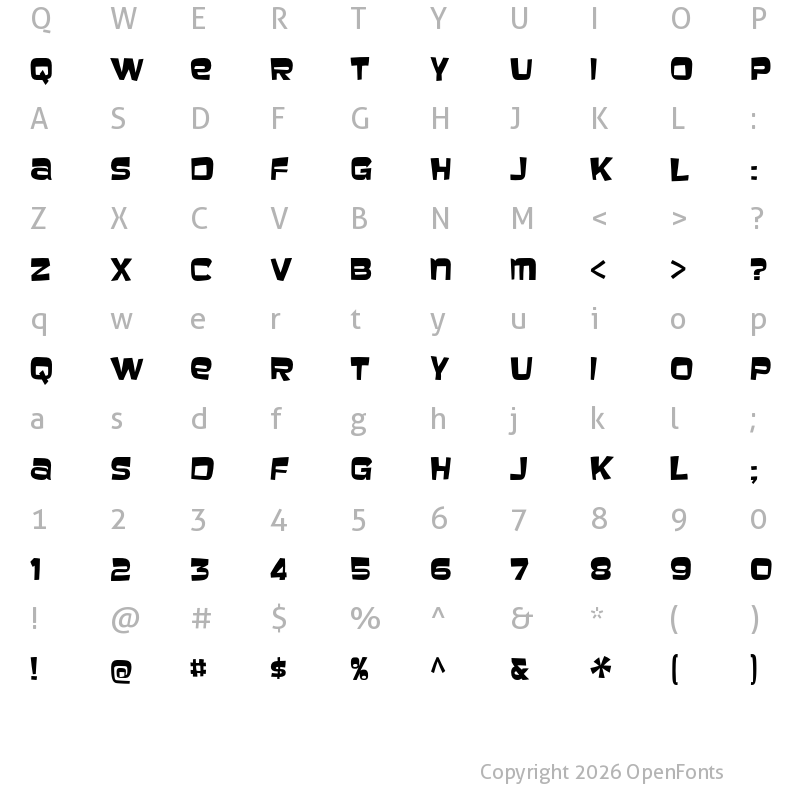 Character Map of Baveuse Regular