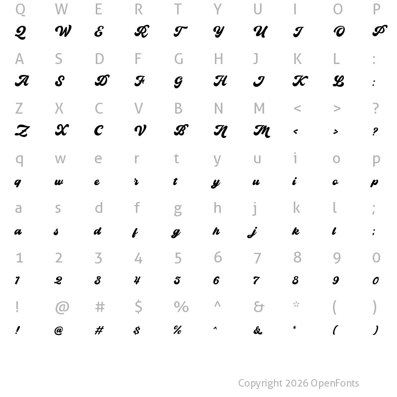 Character Map of Bayland DEMO Regular