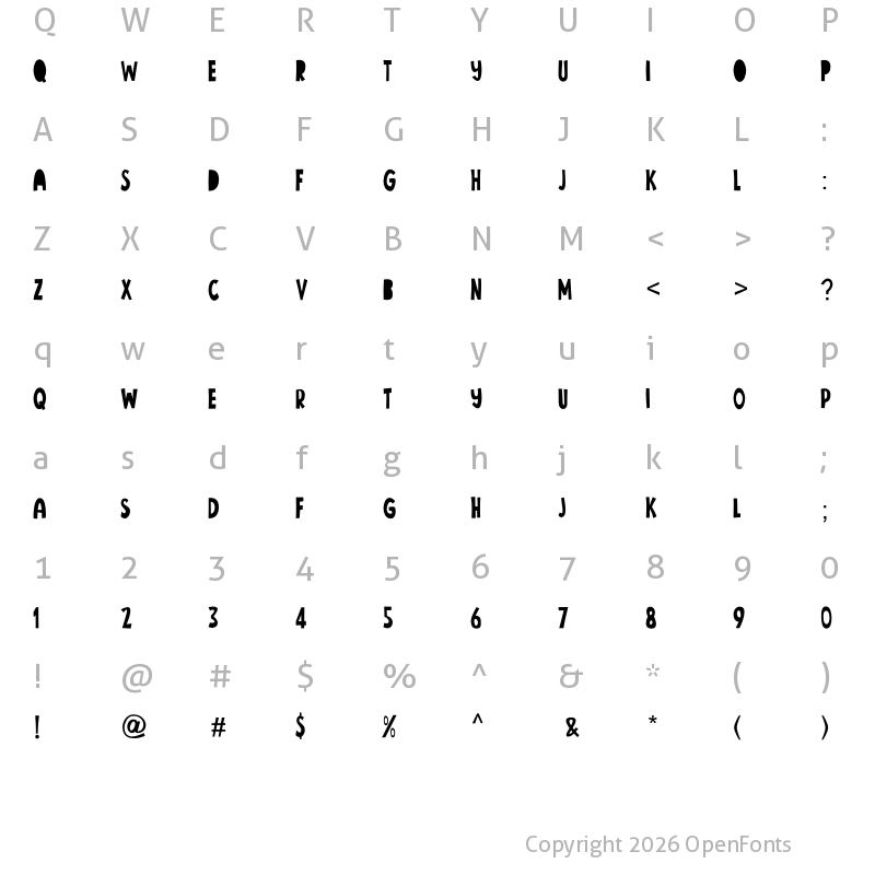 Character Map of Baylock Regular
