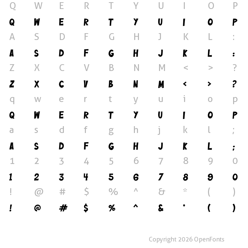 Character Map of Bazinga! Regular