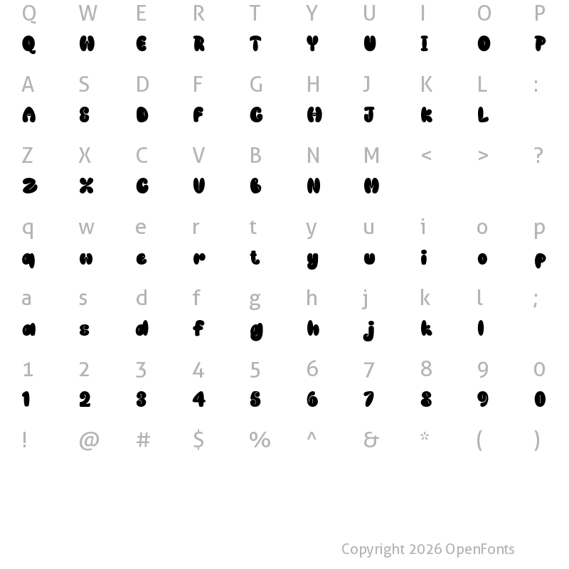 Character Map of Bazoka Regular
