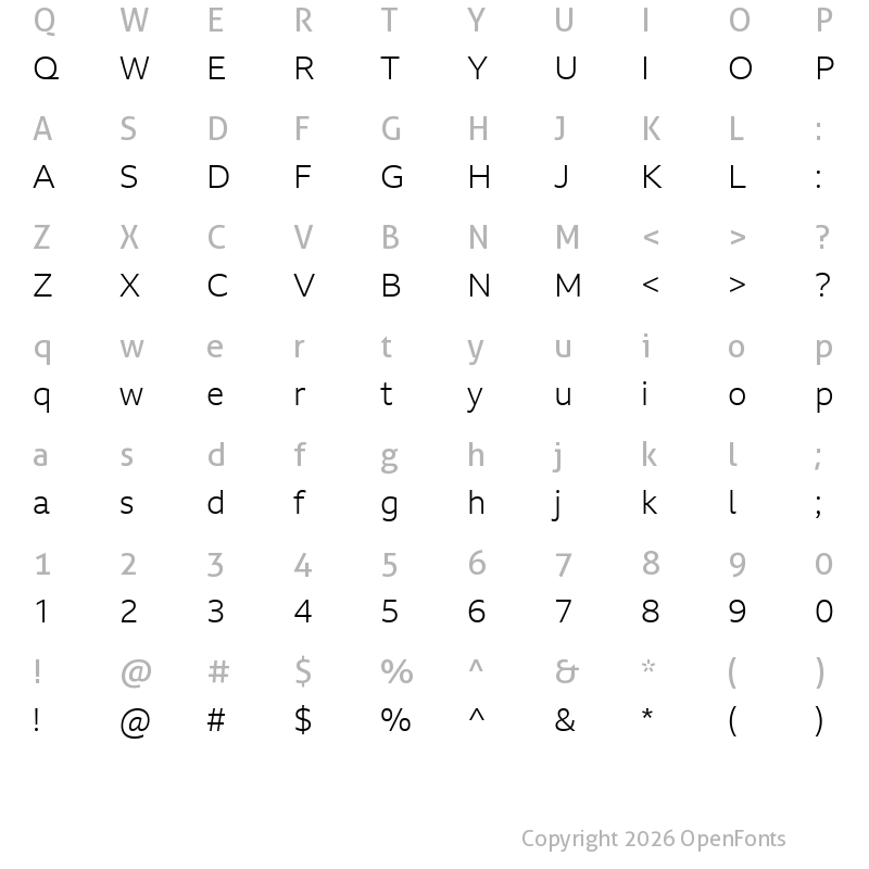 Character Map of BBC Reith Sans Light