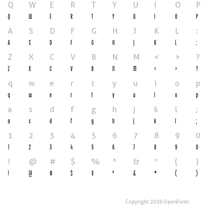 Character Map of BC Ludva Regular