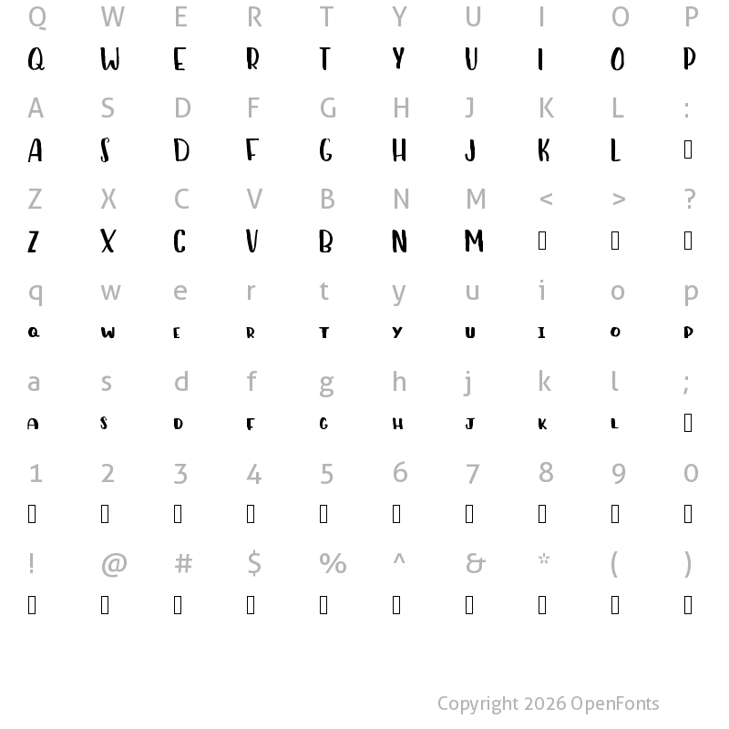 Character Map of Be Brave Regular
