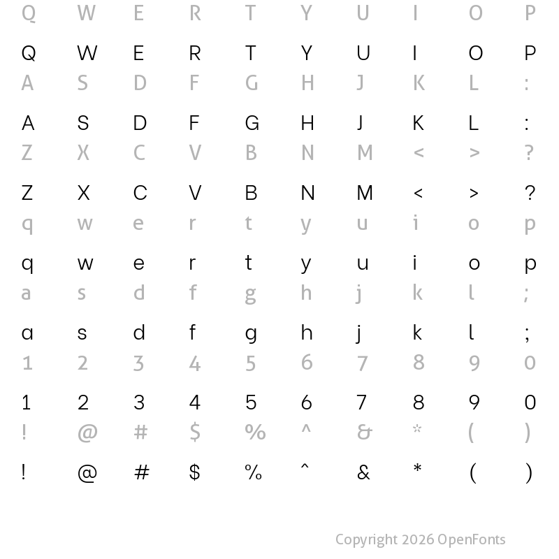 Character Map of Be Vietnam Light