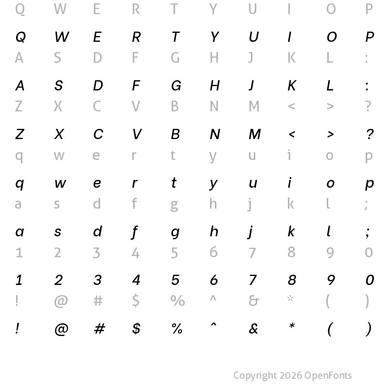 Character Map of Be Vietnam Medium Italic