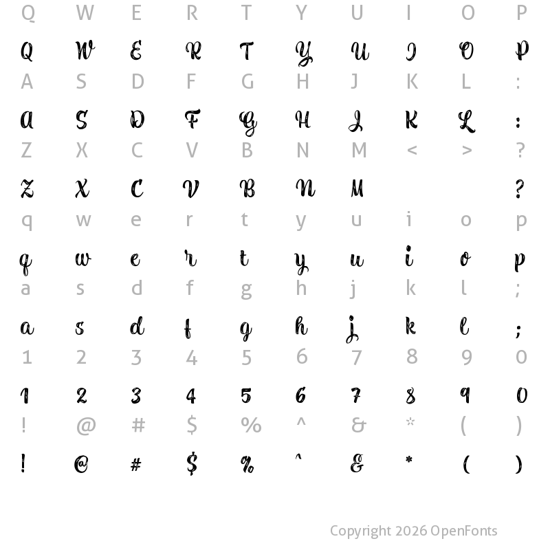 Character Map of Beach Please W05 Vintage Regular