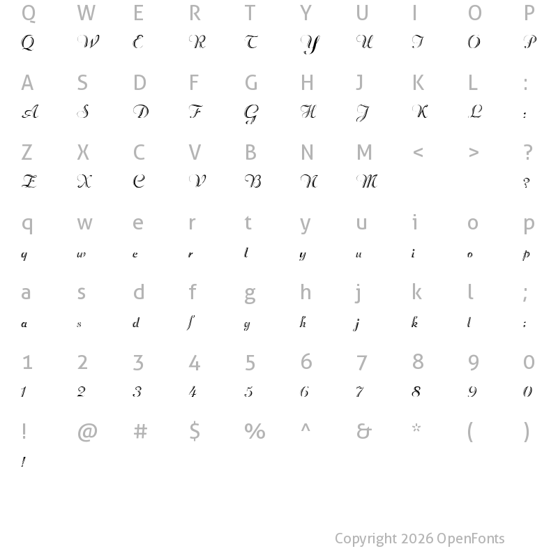 Character Map of Beachman Script Regular