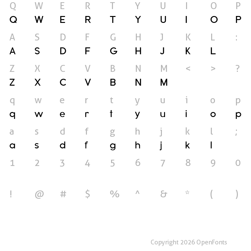 Character Map of Beary Regular