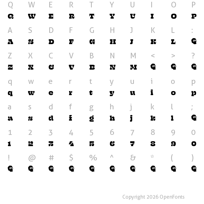 Character Map of Beastly Demo 12 Point
