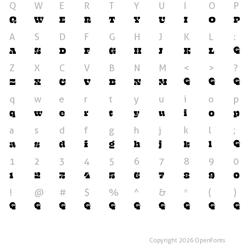 Character Map of Beastly Demo 14 Point