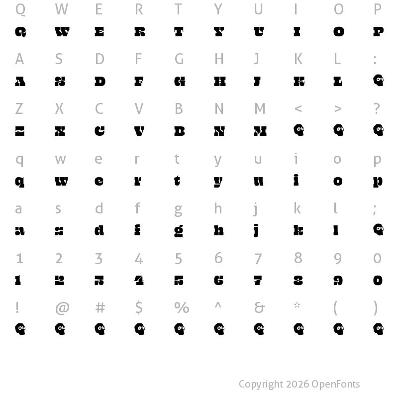 Character Map of Beastly Demo 24 Point