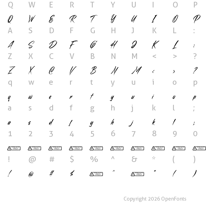 Character Map of Beastquit Regular