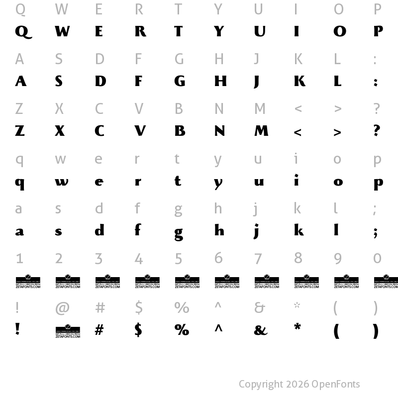 Character Map of Beatrix Antiqua Black