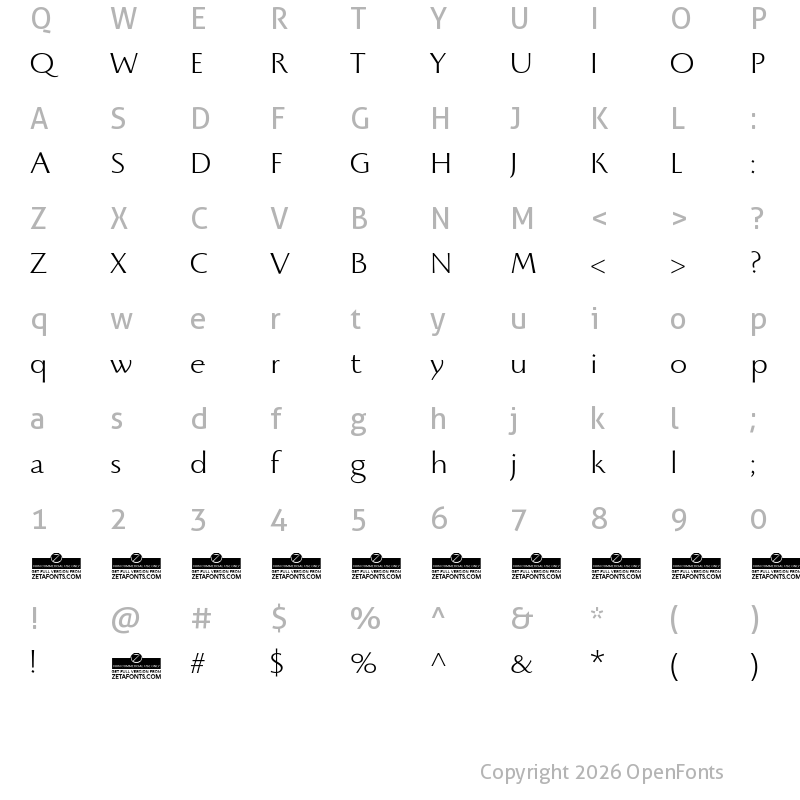 Character Map of Beatrix Antiqua Light