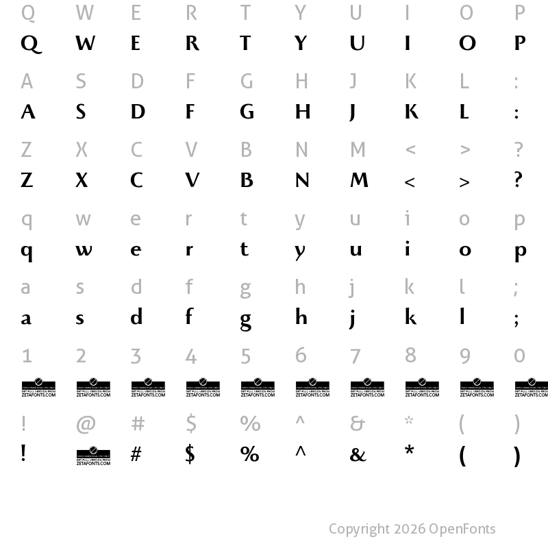 Character Map of Beatrix Antiqua SemiBold