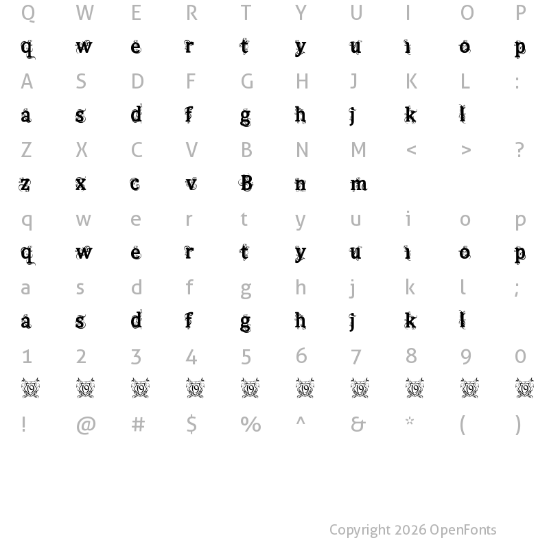 Character Map of Beauregard Regular