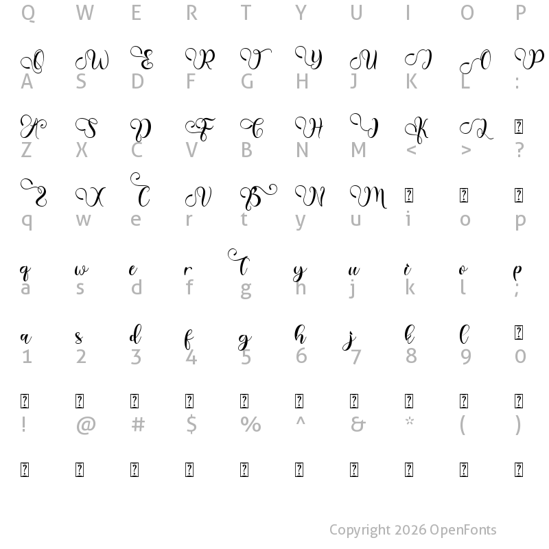 Character Map of Beautiful Agatha Regular