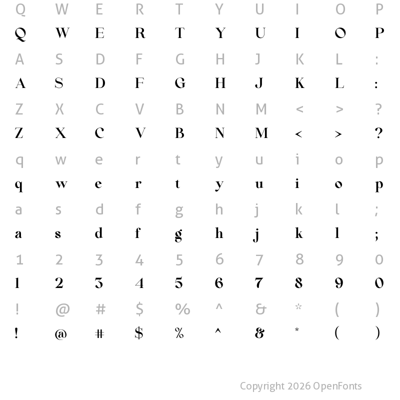 Character Map of Beautiful Comethrue Bold
