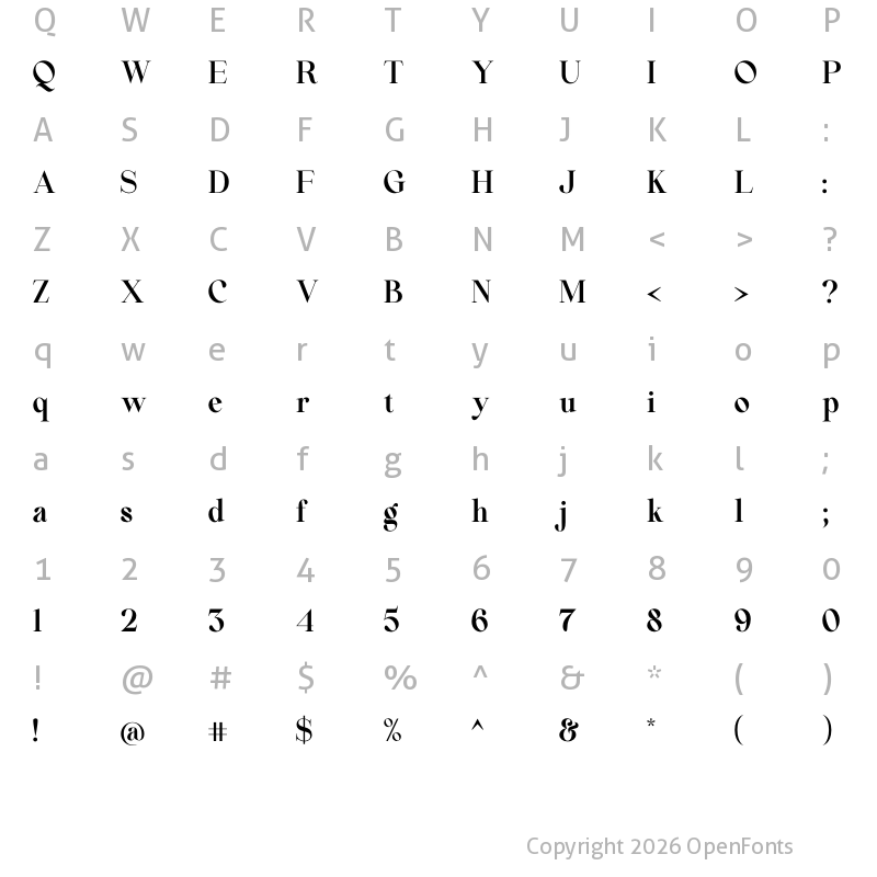 Character Map of Beautiful Comethrue Bold Condensed