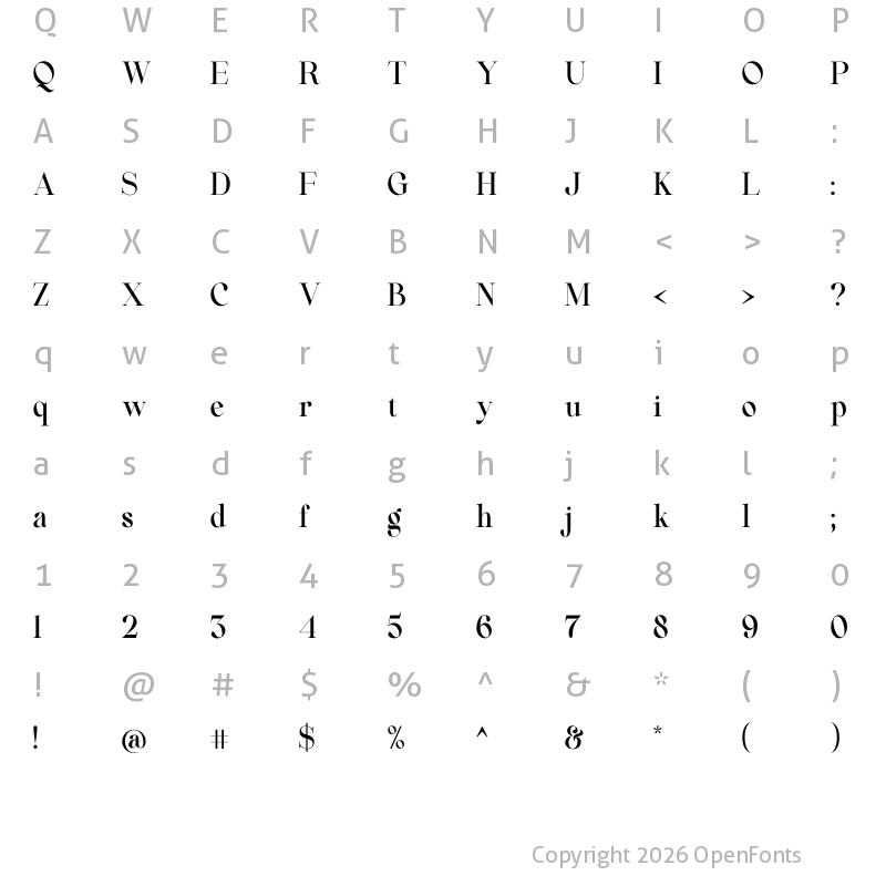 Character Map of Beautiful Comethrue Demi Bold Ultra Condensed