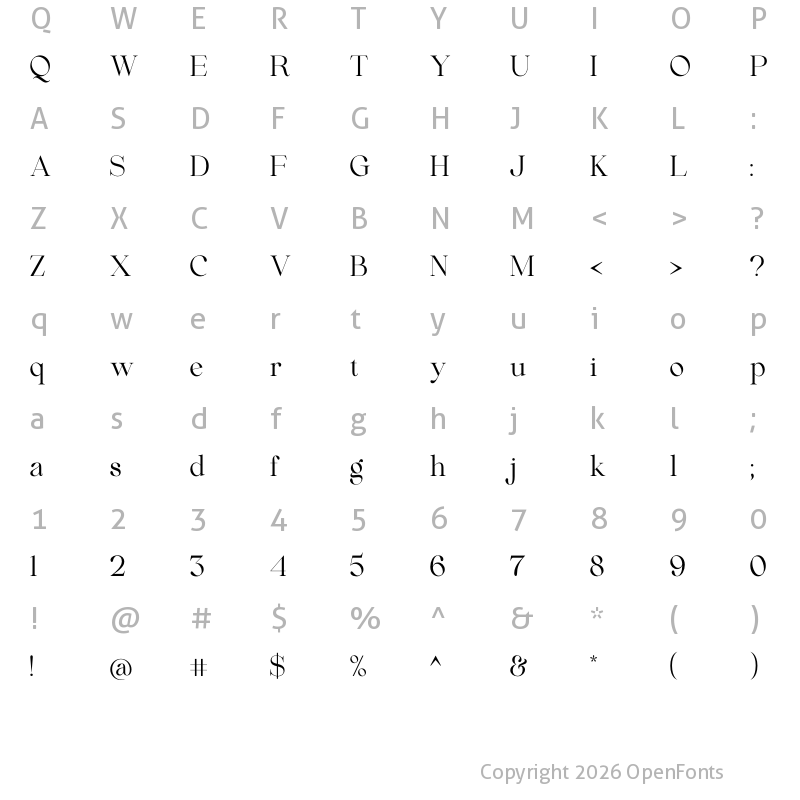 Character Map of Beautiful Comethrue Regular Condensed