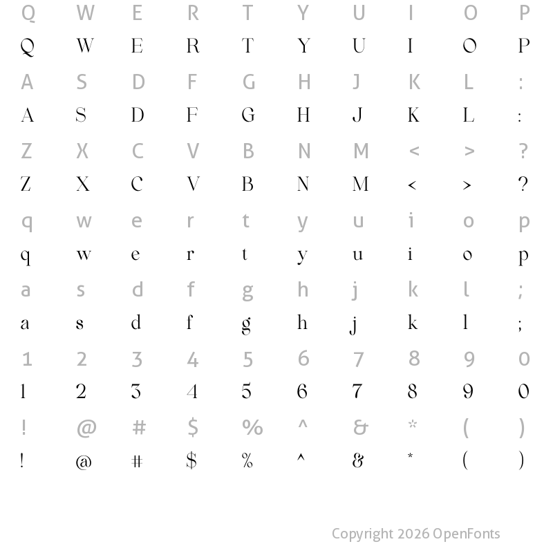 Character Map of Beautiful Comethrue Regular Ultra Condensed