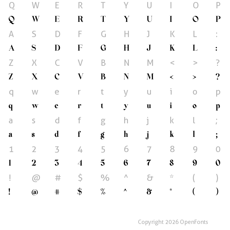 Character Map of Beautiful Comethrue Ultra Bold Condensed