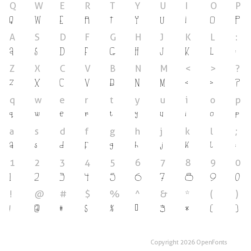 Character Map of Beautiful_Aria Medium