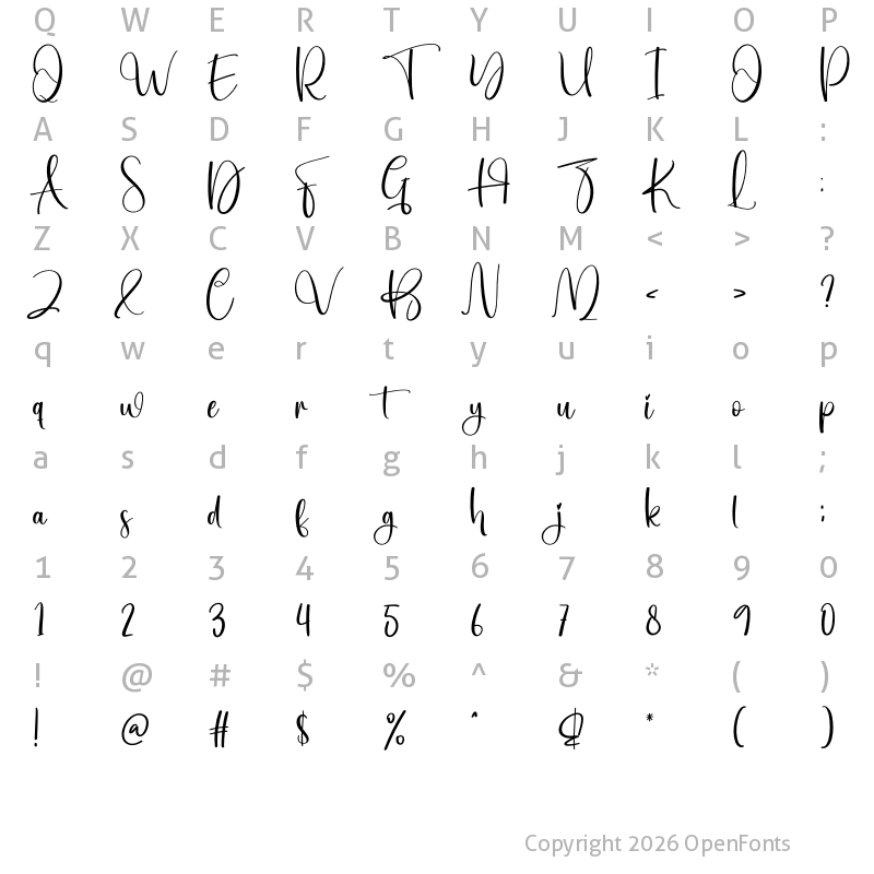 Character Map of Beautifull Regular