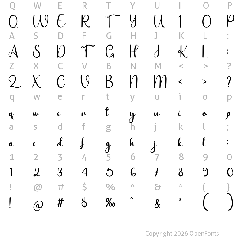 Character Map of Beautifull Sunflower Regular