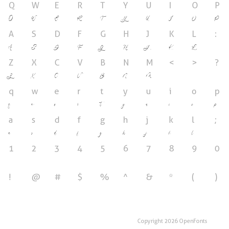 Character Map of Beautigula Regular