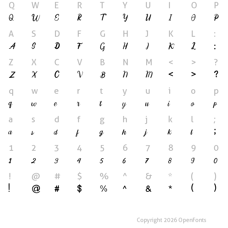 Character Map of Beauty Garden Regular