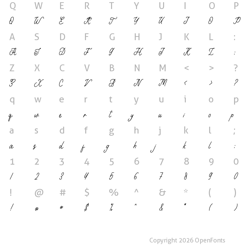 Character Map of Beauty Homelia Regular