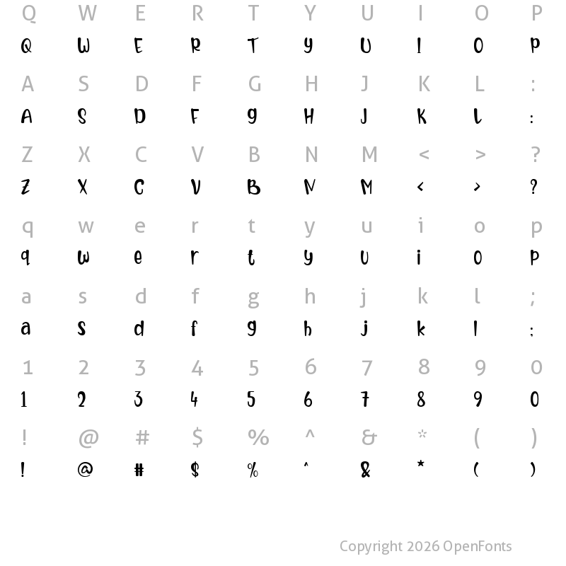 Character Map of Beauty Honey Regular