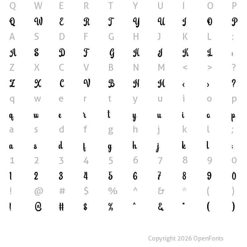 Character Map of Beauty Magical Regular