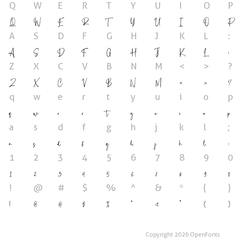 Character Map of Beauty Romantic Regular