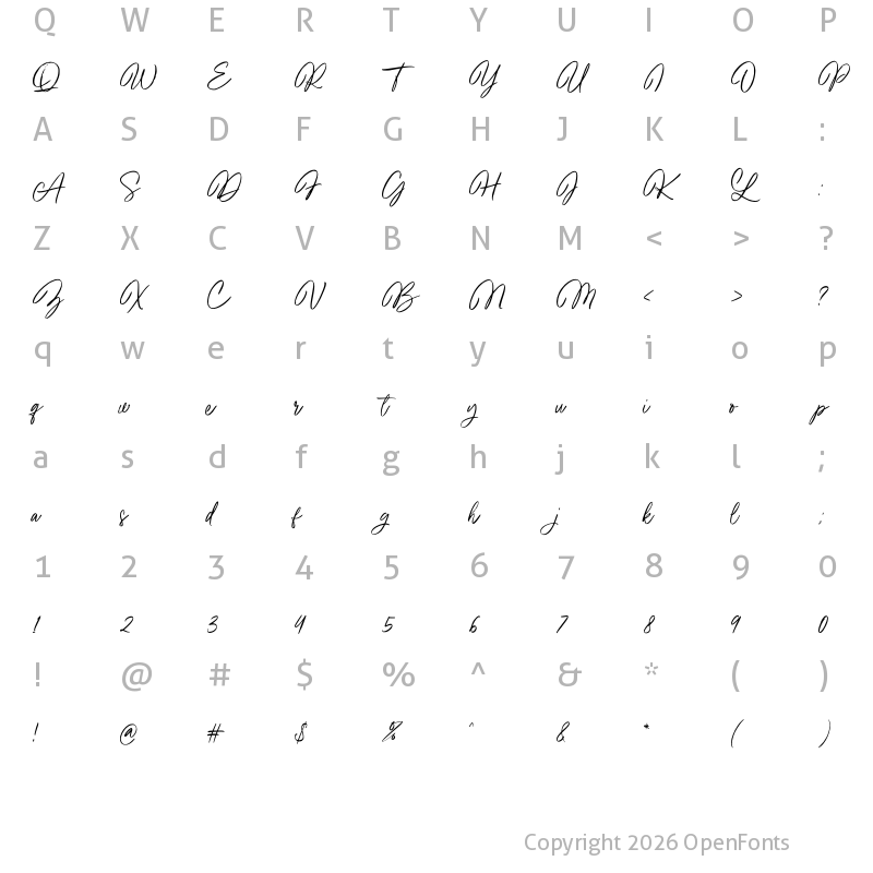 Character Map of Beauty Starlight Regular