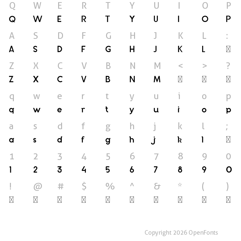 Character Map of Bechtlers Regular