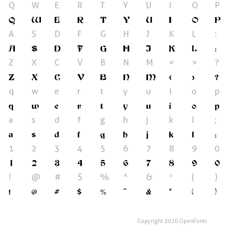 Character Map of Becker Regular