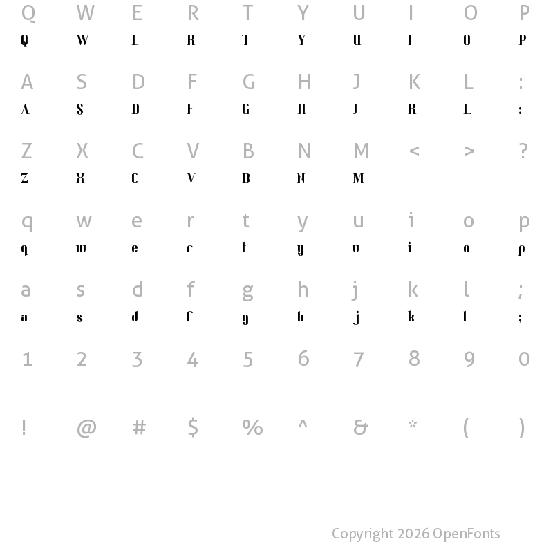 Character Map of Bedric's Worth Regular