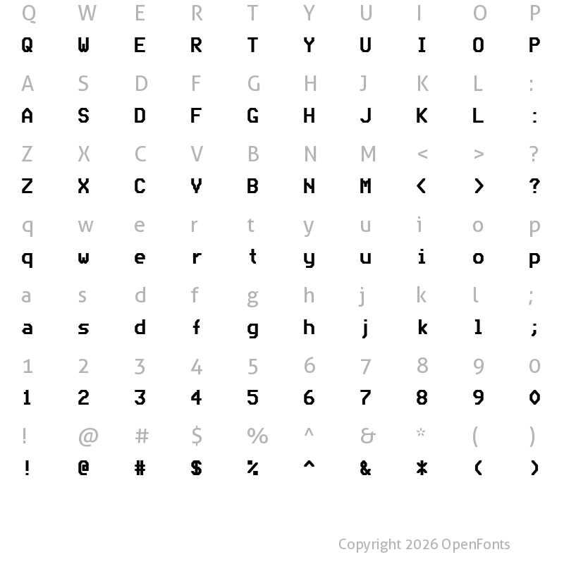 Character Map of Bedstead Bold Semi Condensed