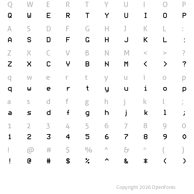 Character Map of Bedstead Regular