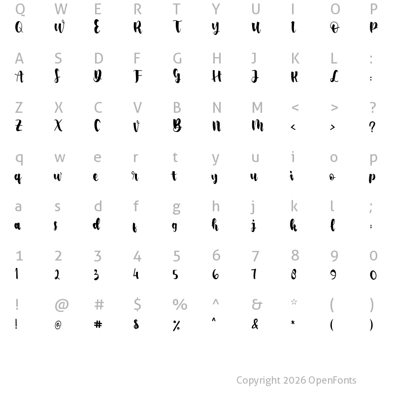 Character Map of Bee Honey Regular