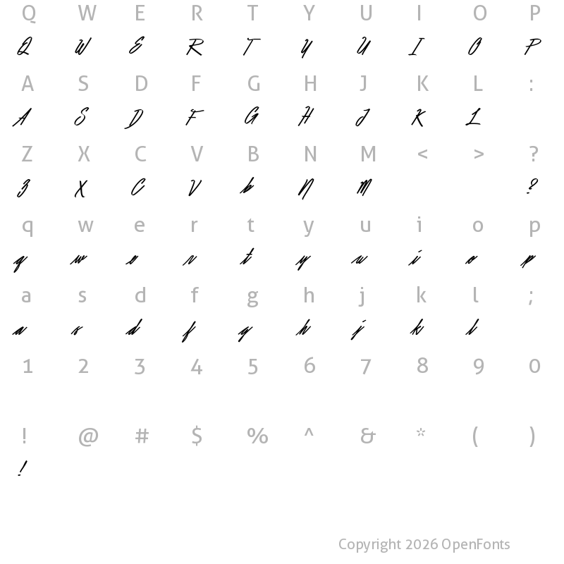 Character Map of Befitting Demo Regular