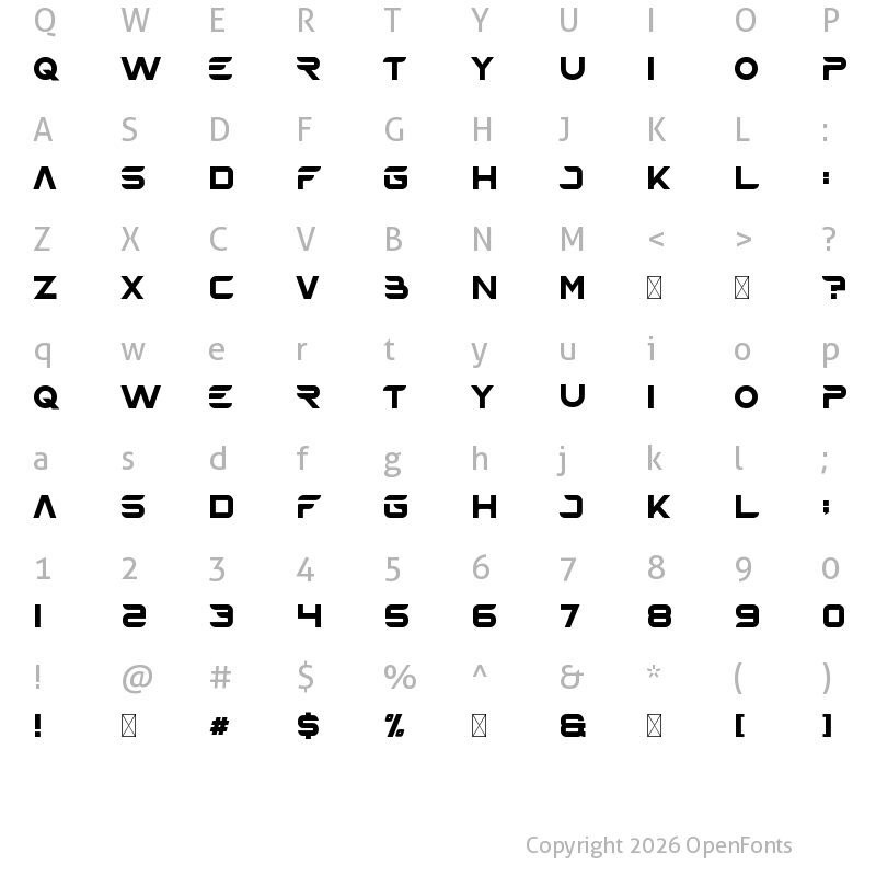 Character Map of Begex Regular