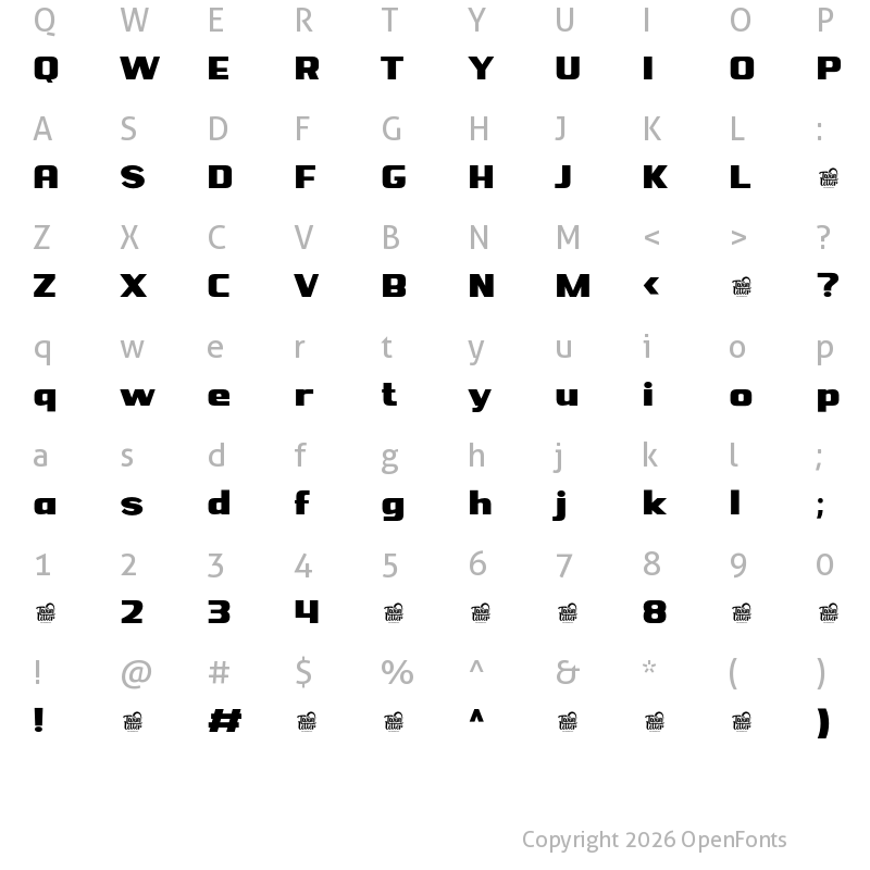 Character Map of BEJITA Bold