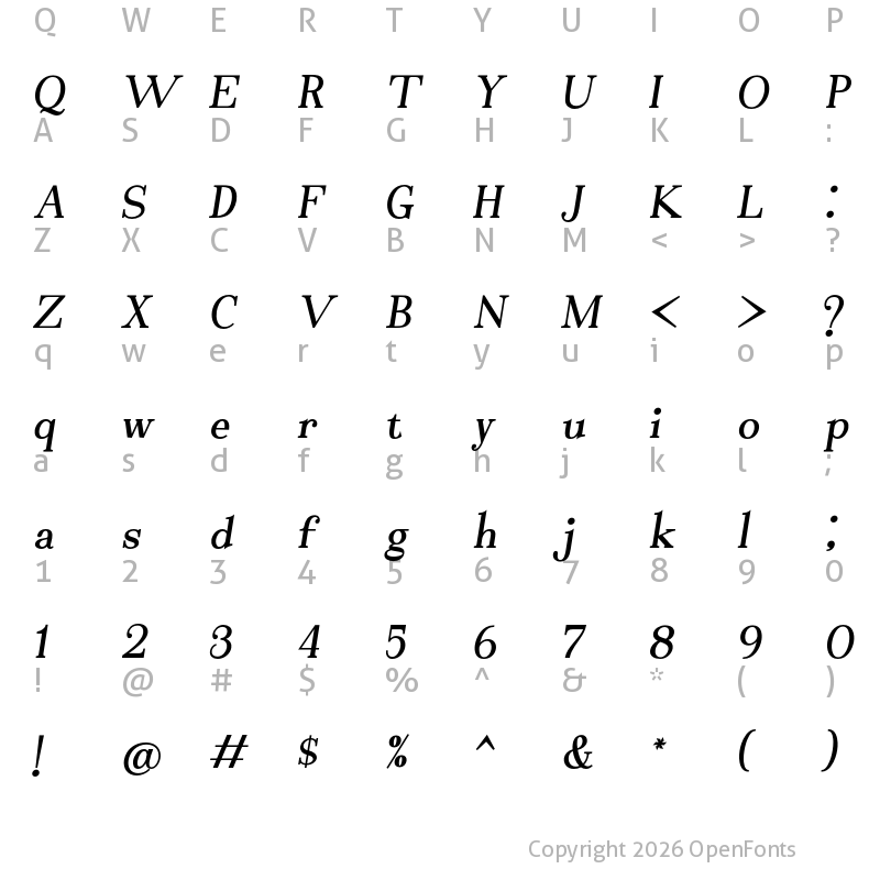 Character Map of Bekinder Bold Italic