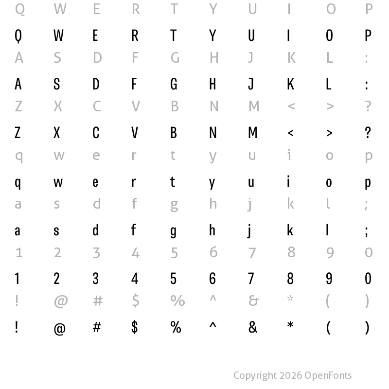 Character Map of Belarius Sans Narrow Regular